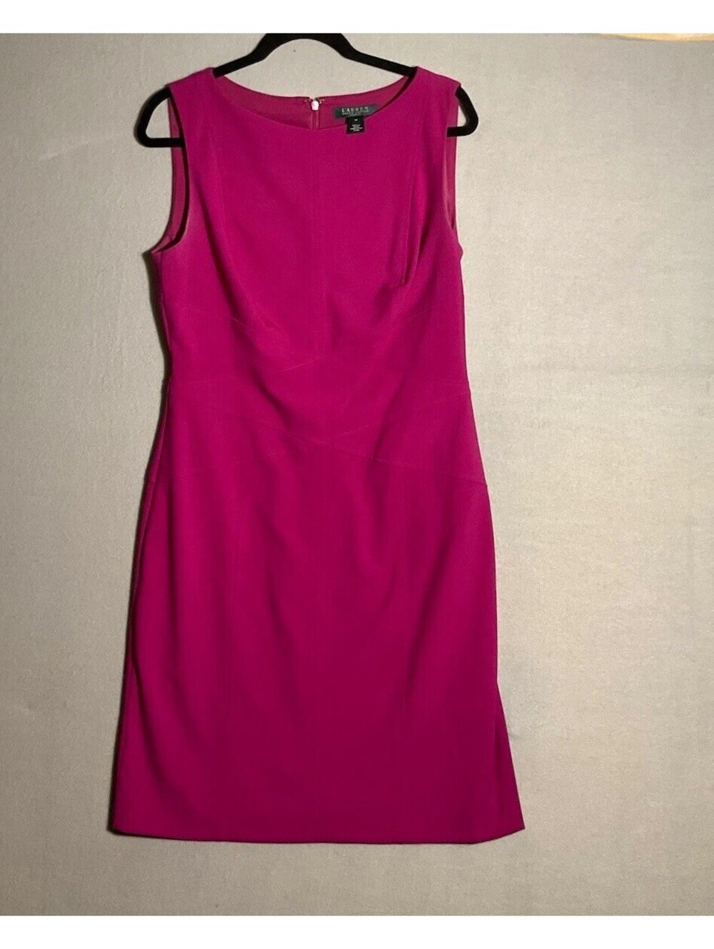 Lauren Ralph Lauren Pink Solid Round Neck Sleeveless Sheath Zip Knee 14